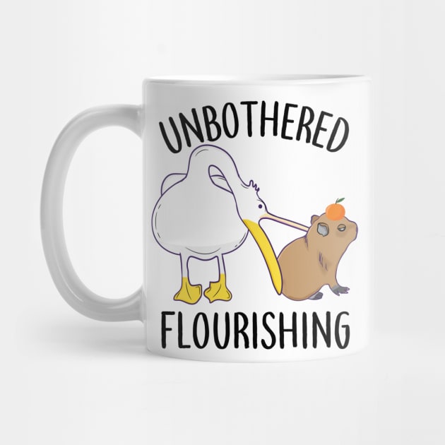 Unbothered Flourishing Capybara Pelican Funny Meme Cute Meme by alltheprints